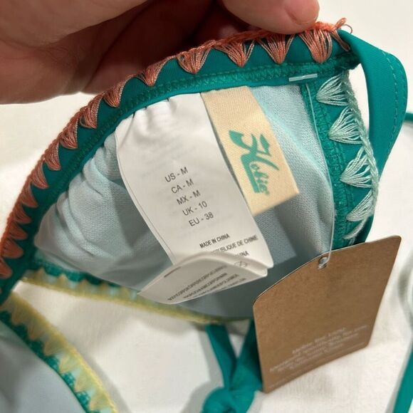 Hobie Triangle Bikini Top | Teal Southwest Stitching | NWT | Size M - Picture 3 of 3